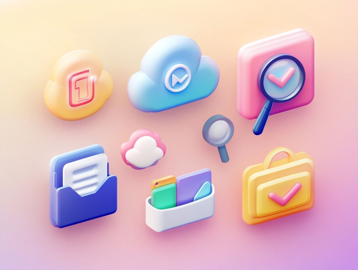 Illustration of cloud storage features with powerful search capabilities