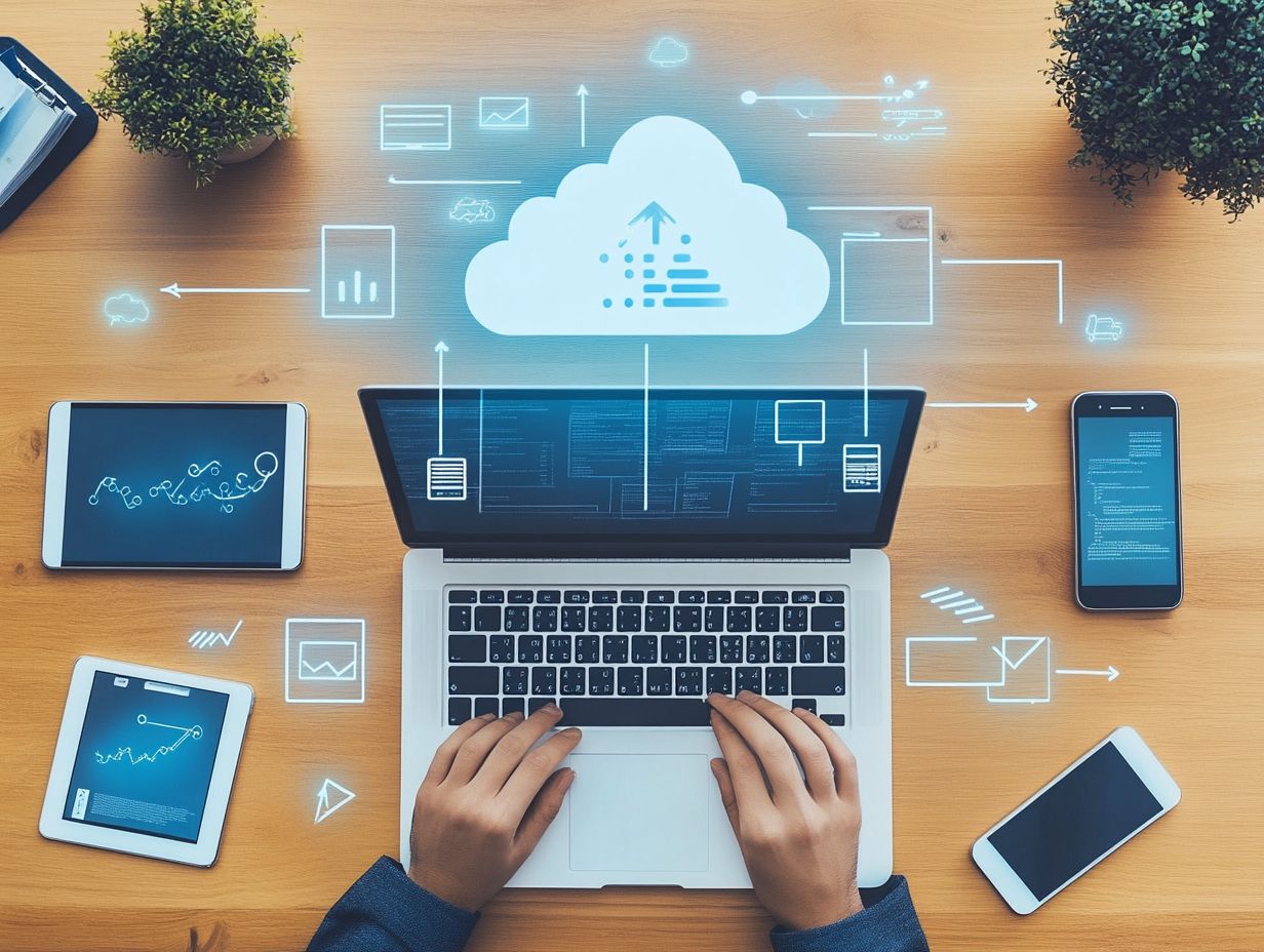 Illustration of steps to back up data to cloud storage