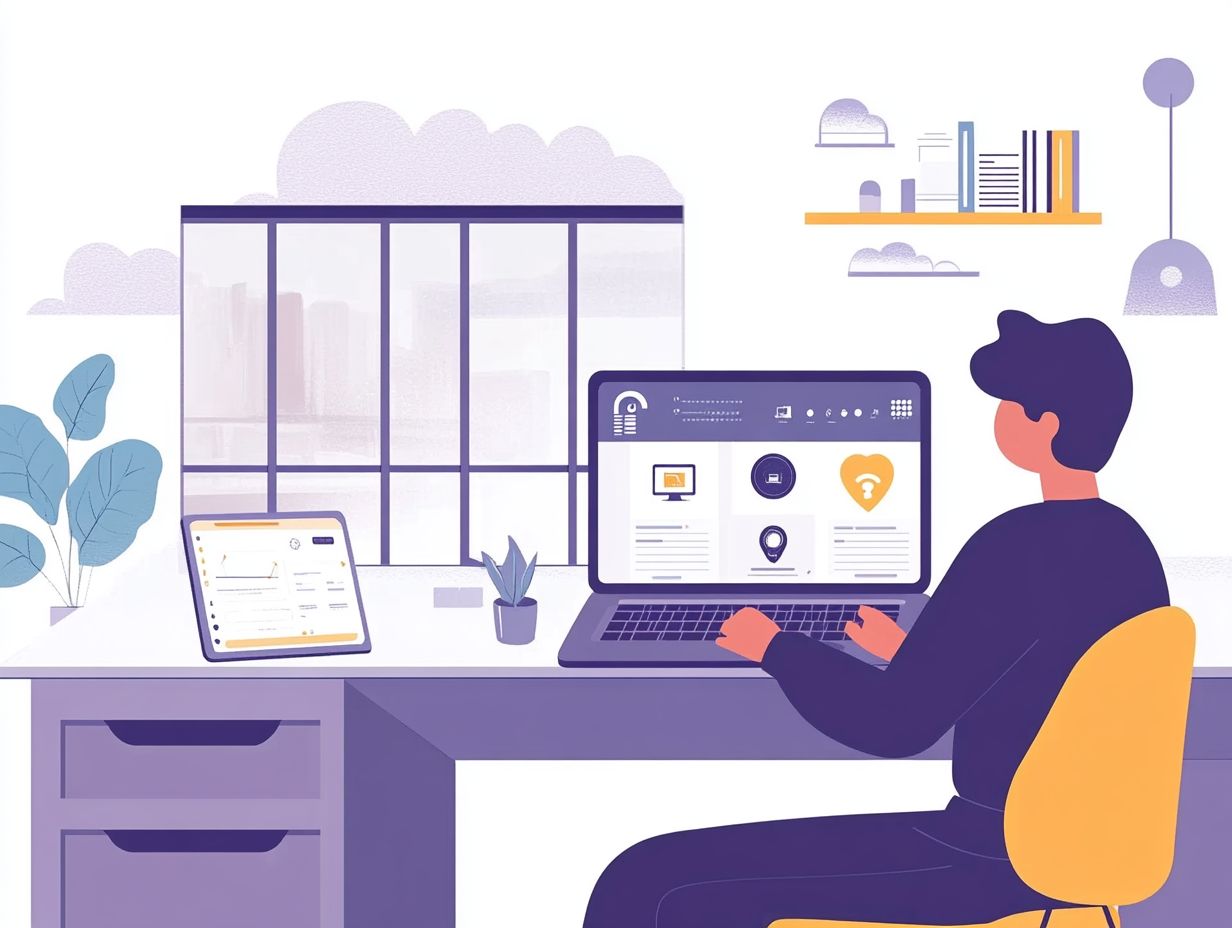 Illustration depicting cloud security in a remote work environment